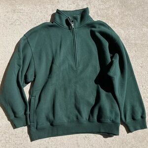 Abercrombie and fitch dark green quarter zip fleece sweatshirt NWOT